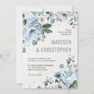 Invitation Tons de gris bleu foncé hiver Mariage rustique