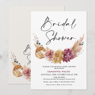 Invitation Tons Naturels Couleur Plum Boho Fête des mariées F