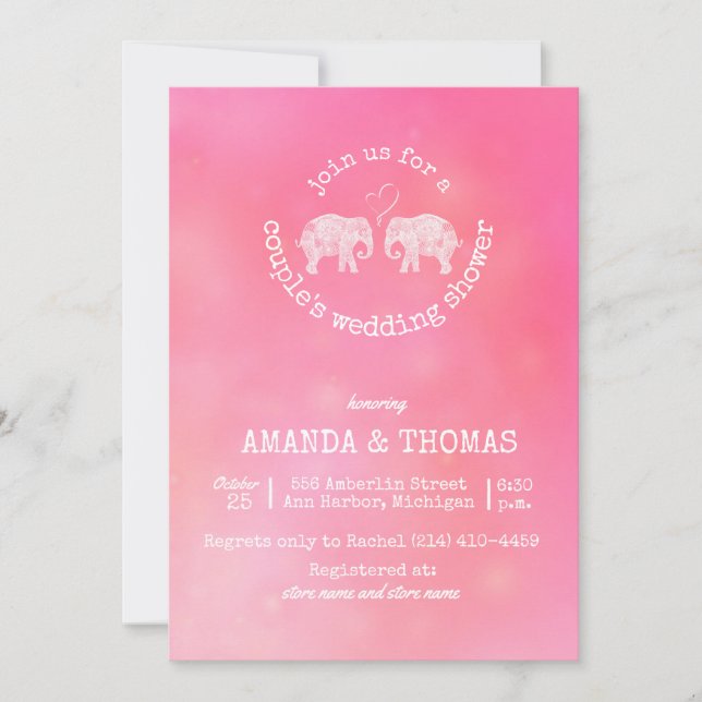 Invitation Tons of Love Pink Couple's Mariage / Birdal Shower (Devant)