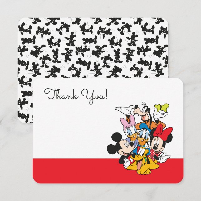 Invitation Toodles | Mickey & Friends Anniversaire Merci (Devant / Derrière)