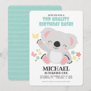 Invitation Top Koality Baby Koala Anniversaire