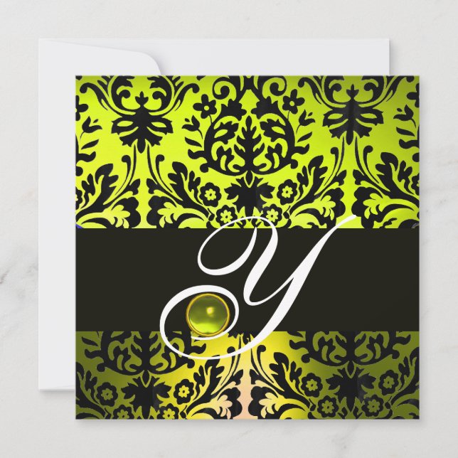 INVITATION TOPAZE MONOGRAMME DAMAS JAUNE NOIR (Devant)