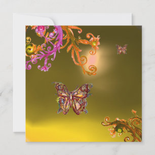 Invitation TOPAZE PAPILLON JAUNE, rose orange brun vif