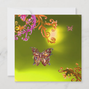 Invitation TOPAZE PAPILLON JAUNE, rose orange marron vif