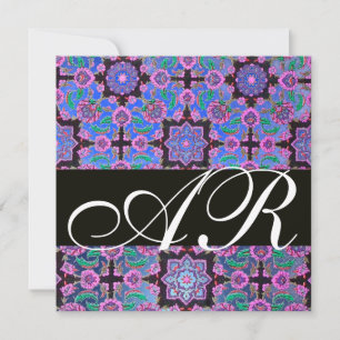Invitation TOPKAPI BLUE BLACK ROSE DOMMASQUE vert MONOGRAM