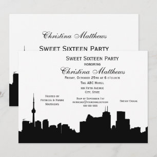 Invitation Toronto Silhouette DIY Fond de couleur Sweet 16