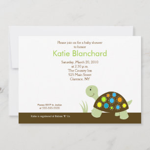 Invitation Tortue Dot colorée Moderne 5x7 Baby shower