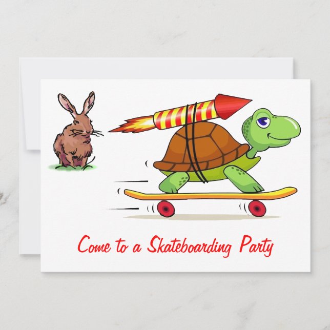 Invitation Tortue et lièvre à propulsion fusée (Devant)