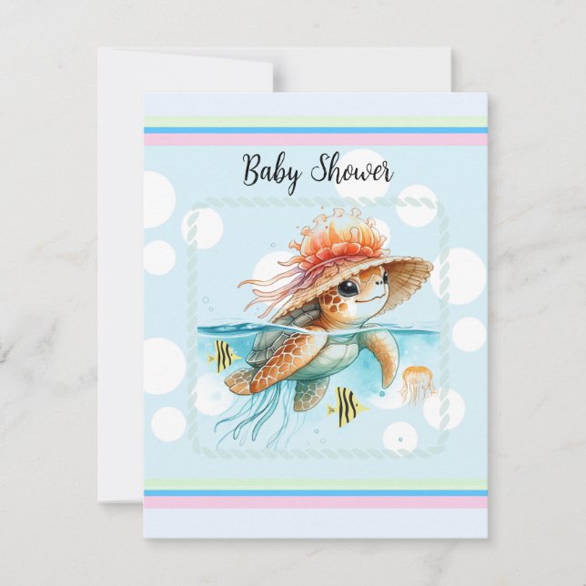 Invitation Tortue portant Jellyfish Baby shower Casquette (Devant)