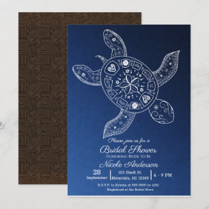 Invitation Tortue Tropicale Hawaïenne Bleue Baby Shower