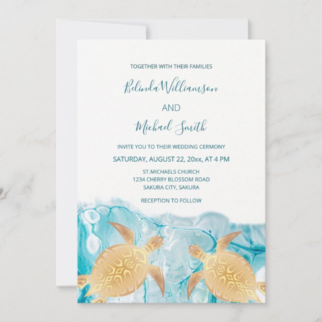 Invitation Tortues d'or Sky Blue Ink (Devant)