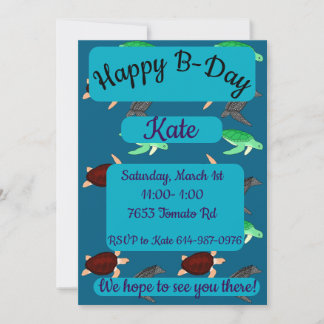 Invitation Tortues Marines Joyeux Anniversaire
