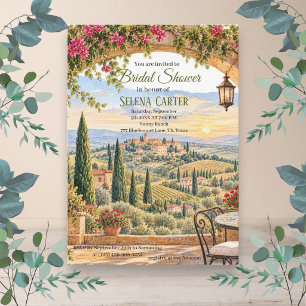Invitation Toscane Italie Lavis Vintage Mariage Fête Prénupti