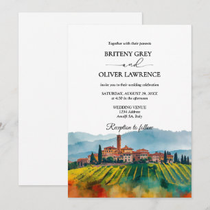 Invitation TOSCANE Italie Photo de la skyline à l'aquarelle M