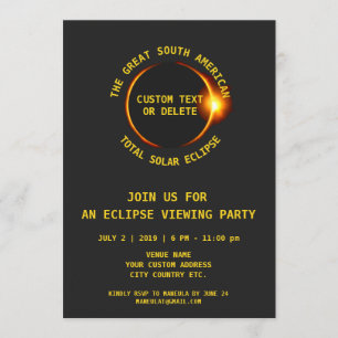 Invitation Total Solar Eclipse Party 7.2.2019 Amérique du Sud