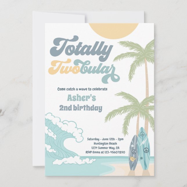 Invitation Totalement Twobular Retro Surf Beach 2e anniversai (Devant)