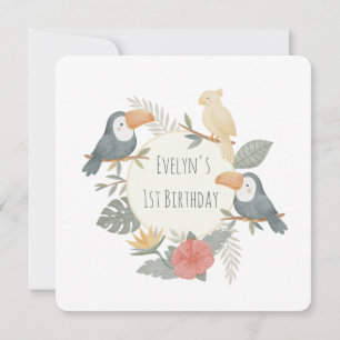 Invitation Toucan Tropical Jungle Premier Anniversaire Person