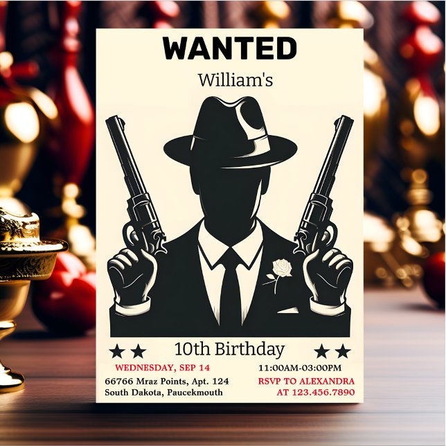 Invitation Touch Enfants adultes 90s garçon Retro Mafia 10e a (Créateur téléchargé)
