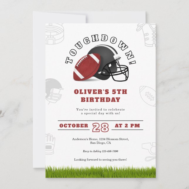Invitation Touchdown Anniversaire (Devant)