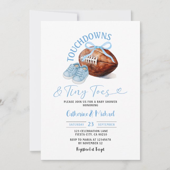 Invitation Touchdown & Minuscules orteils Football Baby showe (Devant)