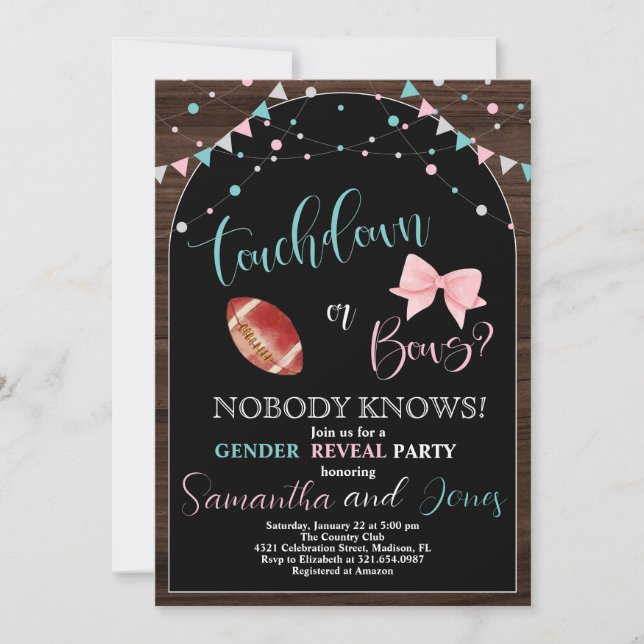 Invitation Touchdown ou Bows Genre Revevedette Party (Devant)