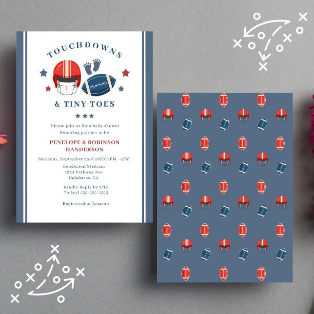 Invitation Touchdowns et minuscules orteils, baby shower de f (Créateur téléchargé)