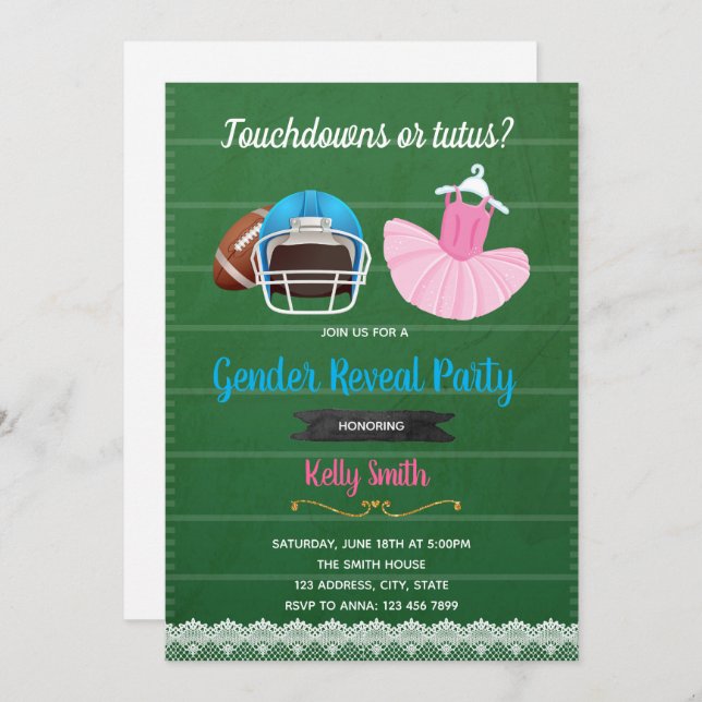 Invitation Touchdowns ou tutus (Devant / Derrière)