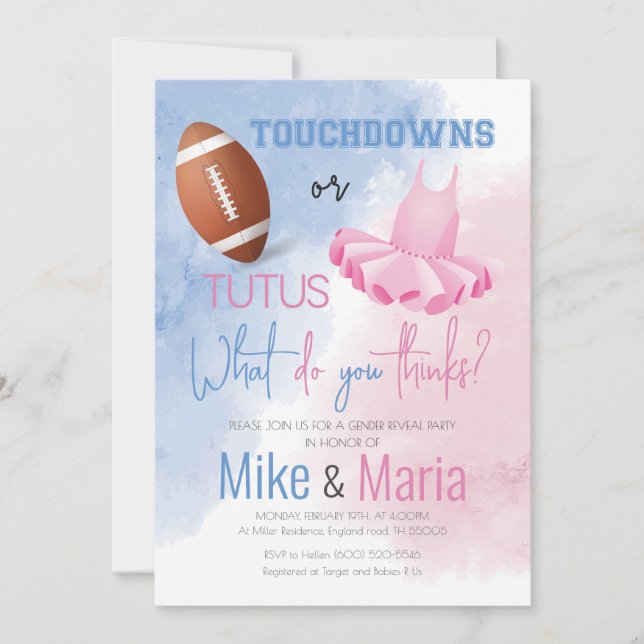 Invitation Touchdowns ou Tutus (Devant)