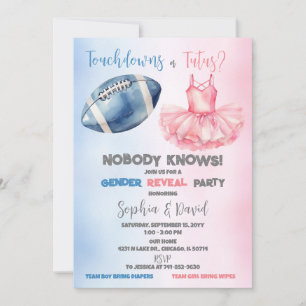 Invitation Touchdowns ou Tutus Fête de Révélation du Sexe