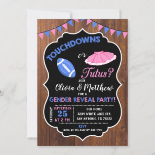 Invitation Touchdowns ou Tutus genre révéler la fête
