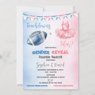 Invitation Touchdowns ou Tutus Révélation du Sexe du Bébé Fêt