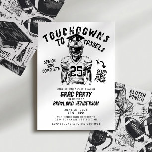 Invitation Touchdowns to Tassels Football Grad Party