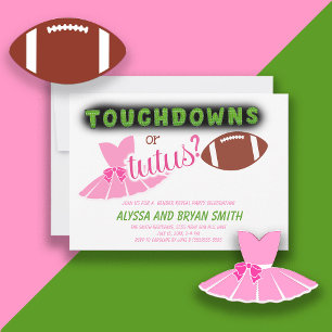 Invitation Touchdowns Tutus Bébé Révélation du Sexe 