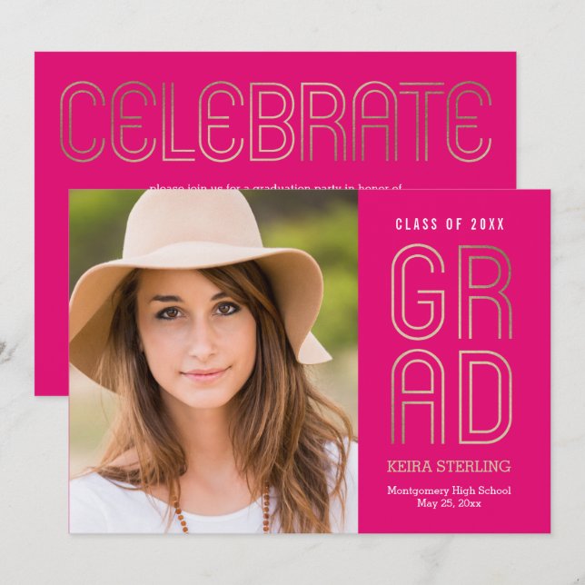 Invitation Touche de la classe ÉDITABLE COULEUR Graduation Ph (Devant / Derrière)