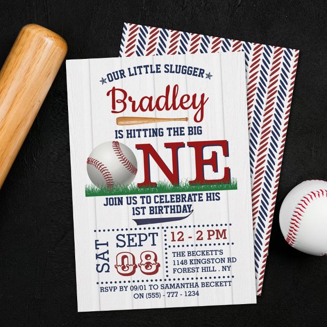Invitation Toucher le Big One Baseball 1er Anniversaire (Créateur téléchargé)