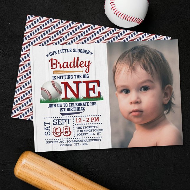 Invitation Toucher le Big One Baseball 1er Anniversaire Photo (Créateur téléchargé)