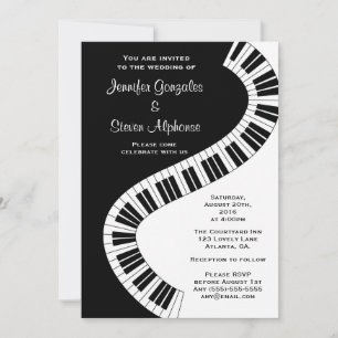 Invitation Touches de piano courbes ondulées Mariage