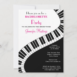 Invitation Touches de Piano Ondulées pour Enterrement de Vie 