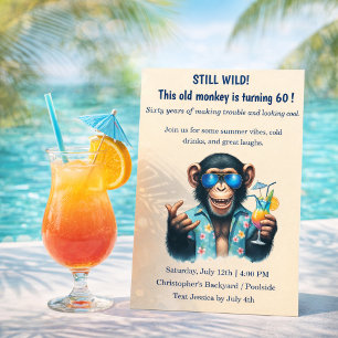 Invitation Toujours singe sauvage et vieux qui a 60 ans Anniv