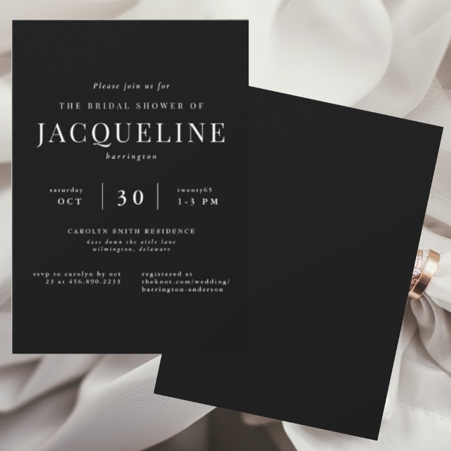 Invitation Toujours votre Fête des mariées noire élégante (Créateur téléchargé)