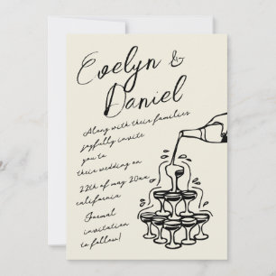 Invitation Tour Champagne à main mariage de style français