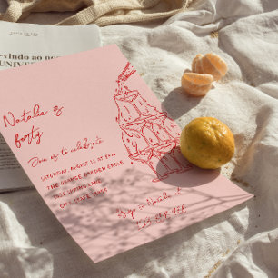 Invitation Tour Champagne tirée à la main 40e Anniversaire