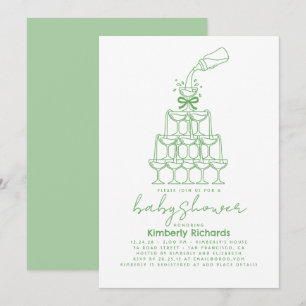 Invitation Tour de champagne au biberon de bébé Baby Shower d