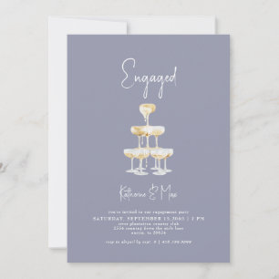 Invitation Tour de champagne bleu poussiéreux pour la fête de