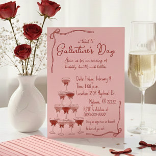 Invitation Tour de champagne coquette dessiné à la main pour