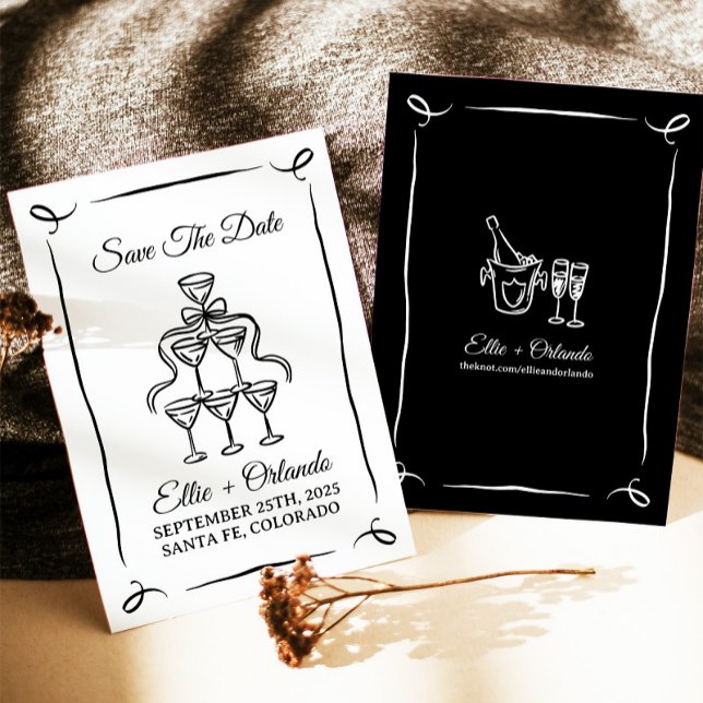 Invitation Tour de champagne dessinée à la main pour annoncer (Créateur téléchargé)