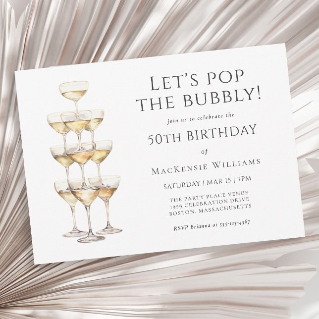 Invitation Tour de Champagne Élégante fête du 50e anniversair (Available in both printed and instant download digital formats.)