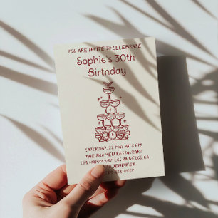 Invitation Tour de champagne minimaliste pour une fête d'anni