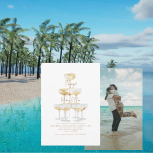 Invitation Tour de champagne Texte Or Engagement Party II Inv