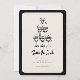 Invitation Tour de Champagne Whimsical Mariage manuscrit Enre